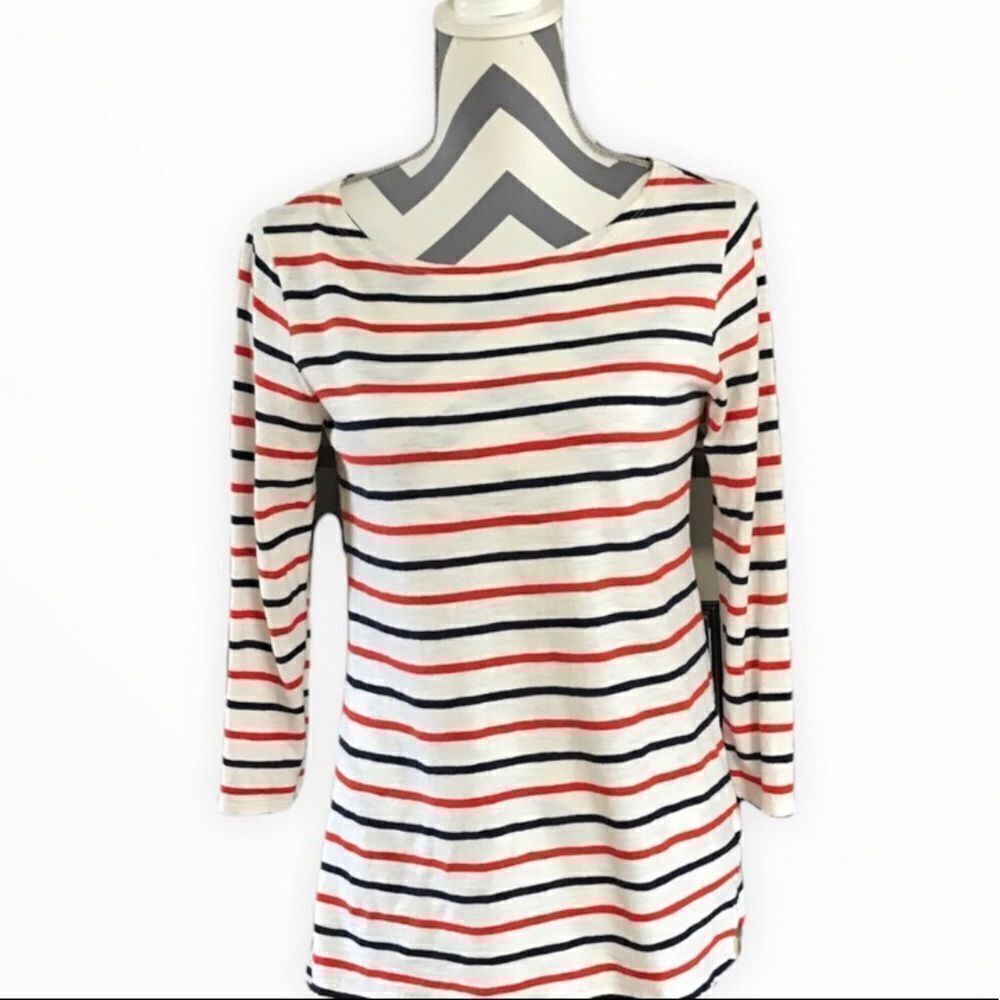 Old Navy XS Striped Red, White, & Black Cotton Top